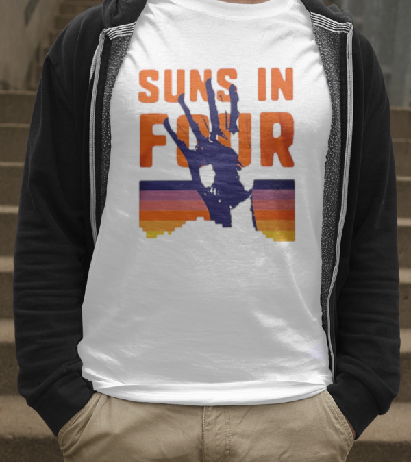 Suns In Four Handprint Orange And Purple Stripes T-Shirt