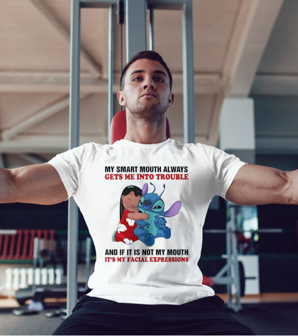 Lilo And Stitch My Smart Mouth Gets Me Into Trouble Facial Expressions T-Shirt