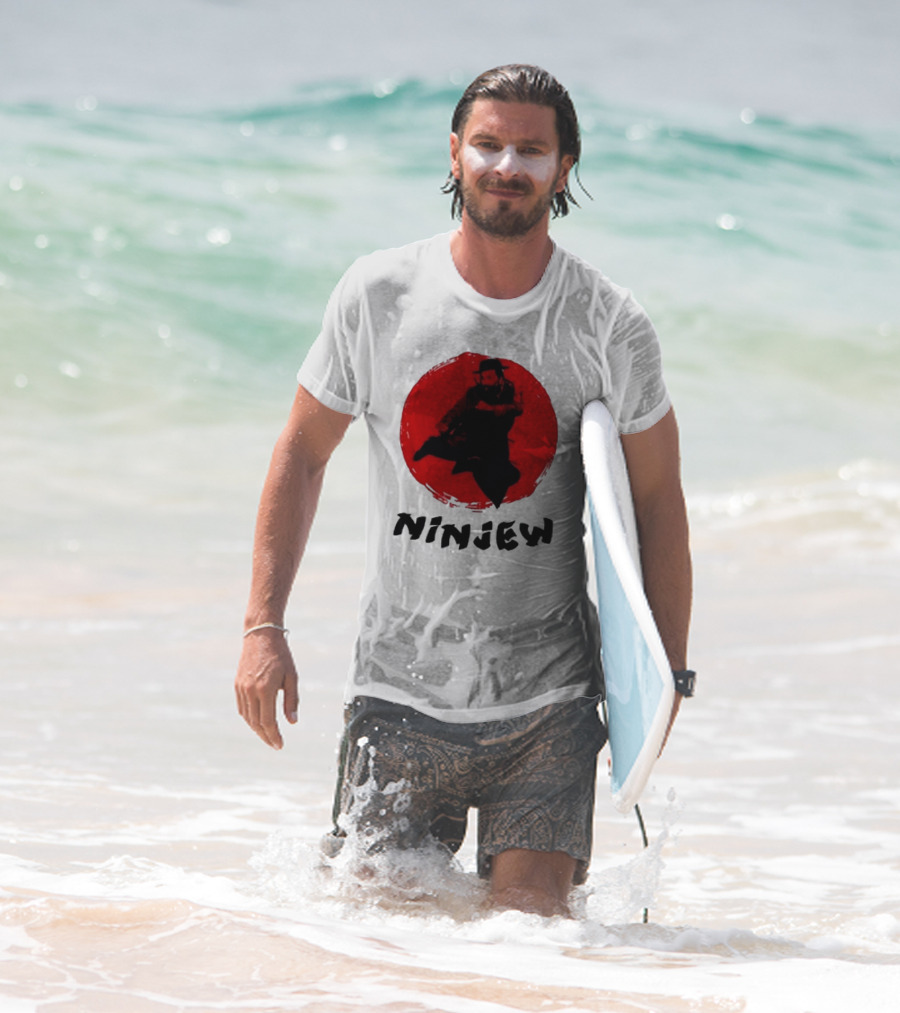 Ninjew Red Circle Kick Martial Arts Style T-Shirt