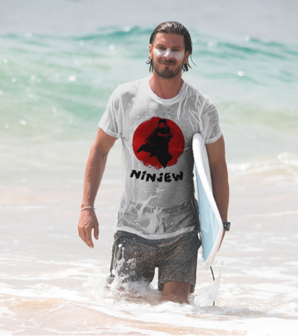 Ninjew Red Circle Kick Martial Arts Style T-Shirt