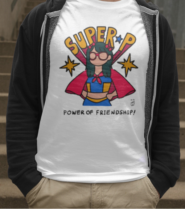 Super P Pastel Superhero Cartoon Character Friendship T-Shirt