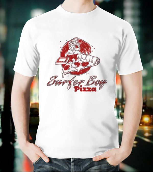 Surfer Boy Pizza Wave And Slice Graphic T-Shirt