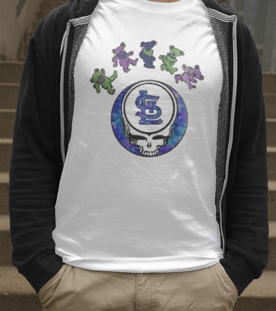 St. Louis Cardinals Grateful Dead 2025 Skull Bears Night Baseball T-Shirt