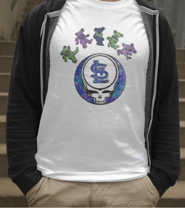 St. Louis Cardinals Grateful Dead 2025 Skull Bears Night Baseball T-Shirt