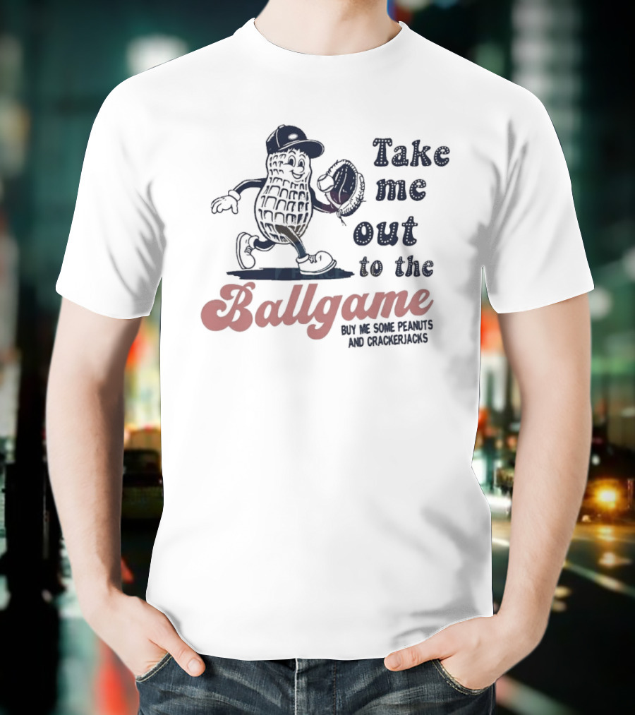 Take Me Out To The Ballgame Mr. Peanut With Baseball Glove T-Shirt