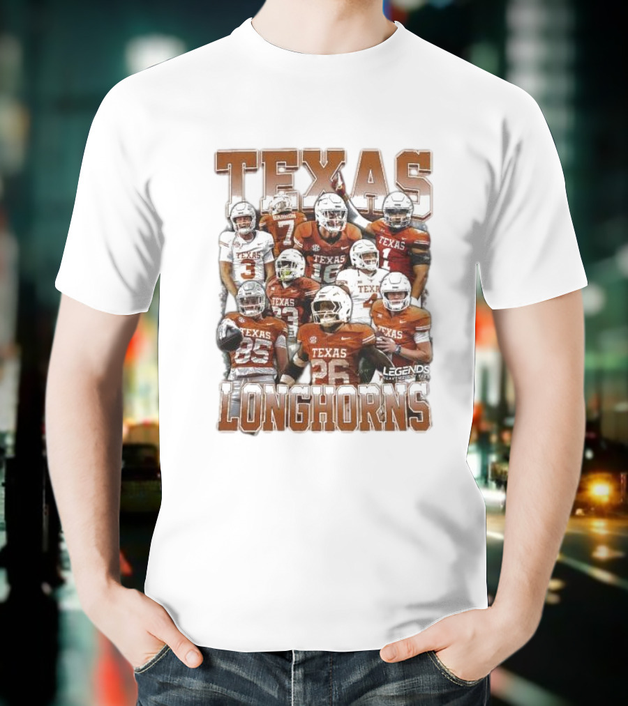 Texas Longhorns Football Legends Heavy Weight Team Players T-Shirt