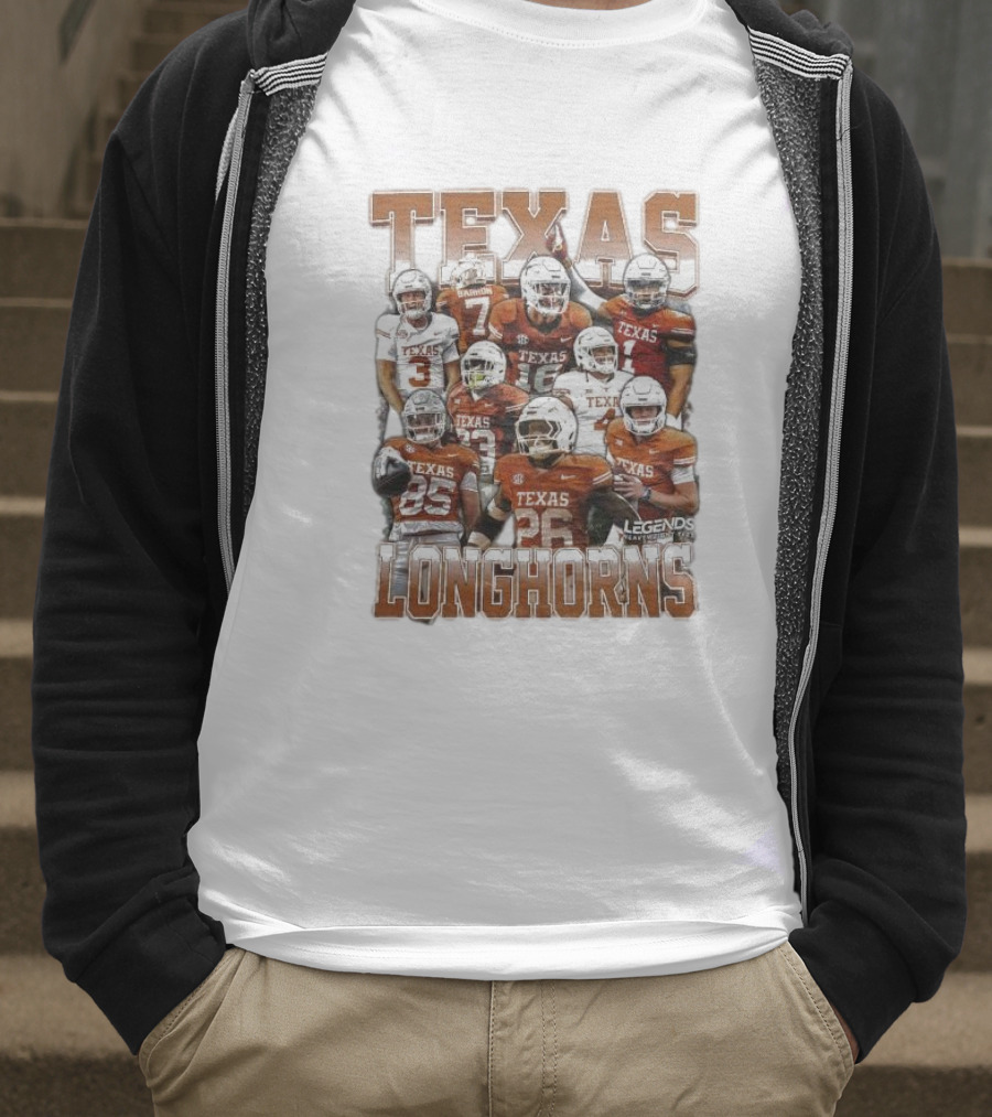 Texas Longhorns Football Legends Heavy Weight Team Players T-Shirt