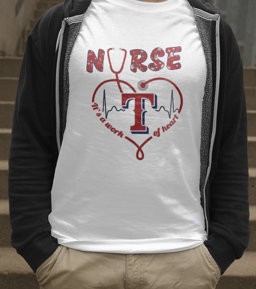 Texas Rangers Nurse Heartbeat Stethoscope 2025 Appreciation T-Shirt