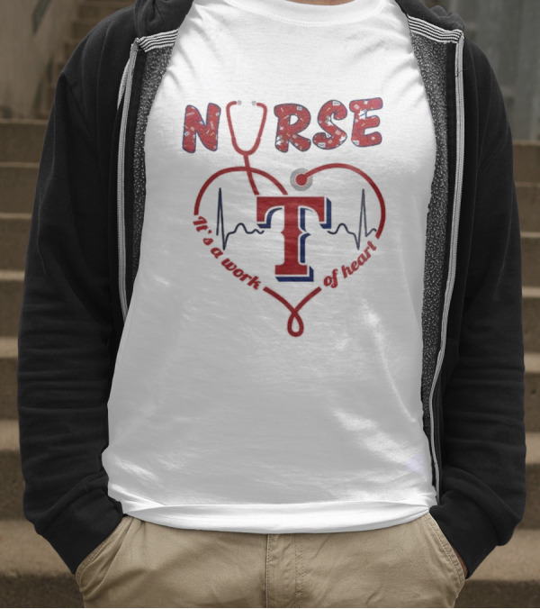 Texas Rangers Nurse Heartbeat Stethoscope 2025 Appreciation T-Shirt