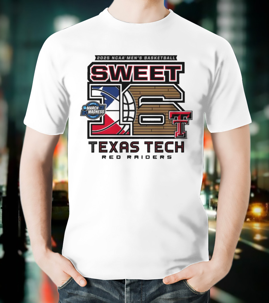 Texas Tech Basketball Sweet 16 Above The Rim 2025 Grey Tri-Blend T-Shirt