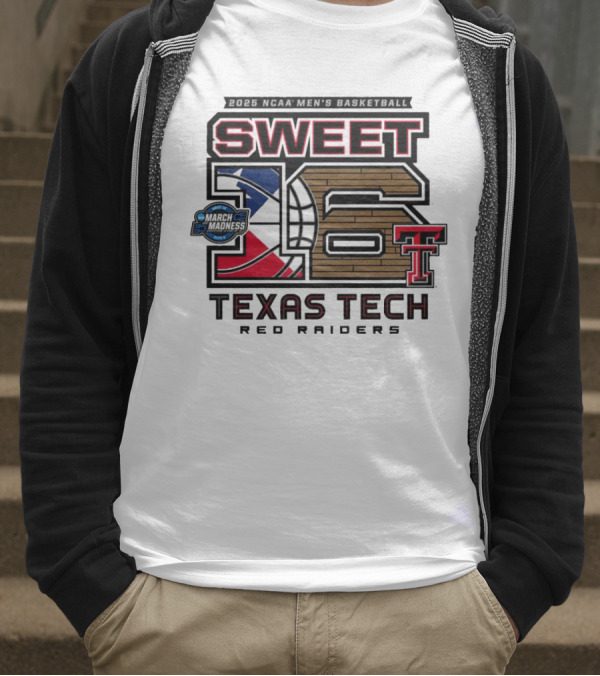 Texas Tech Basketball Sweet 16 Above The Rim 2025 Grey Tri-Blend T-Shirt
