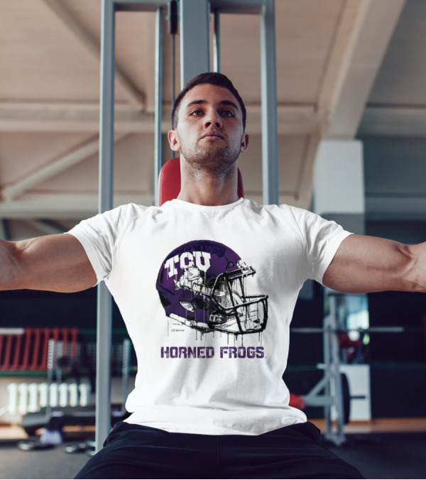 TCU Horned Frogs Dripping Helmet Football T-Shirt