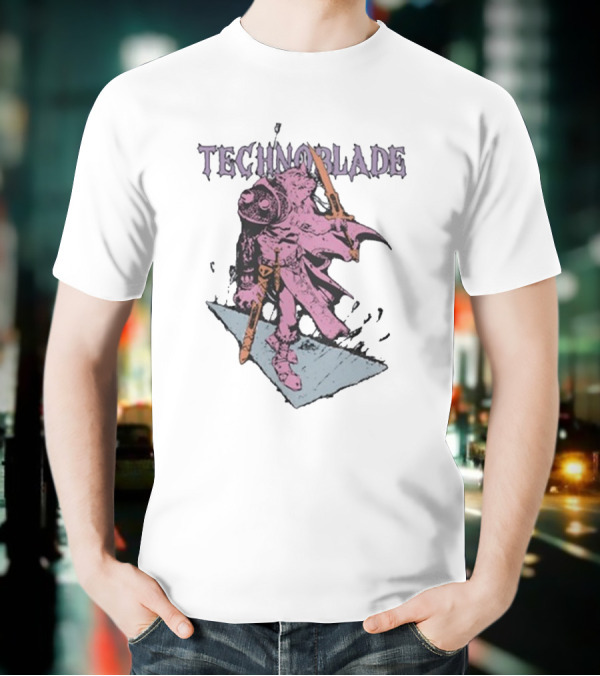 Technoblade Blood God Knight With Sword And Shield T-Shirt