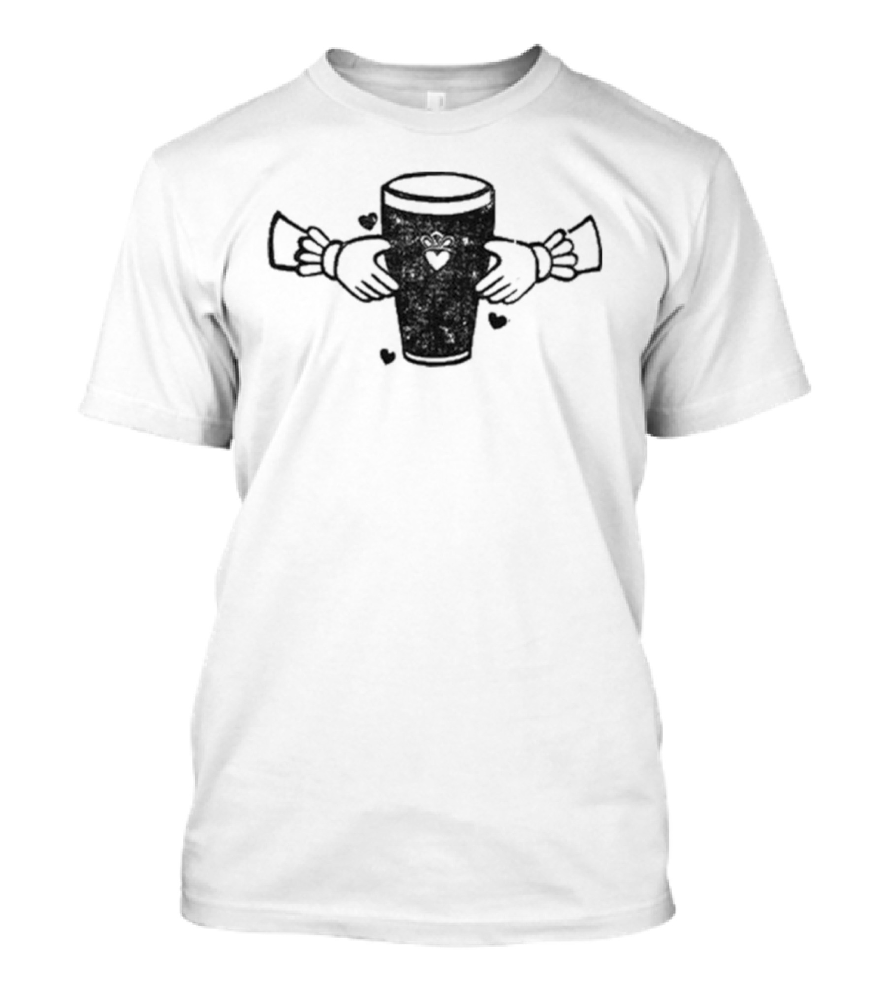 Claddagh Pint With Heart And Hands Embrace T-Shirt