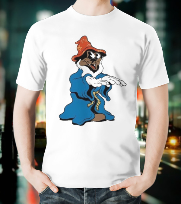 The Dudes It’s All Wavy Wizard Dog In Blue Robe With Orange Star Hat T-Shirt