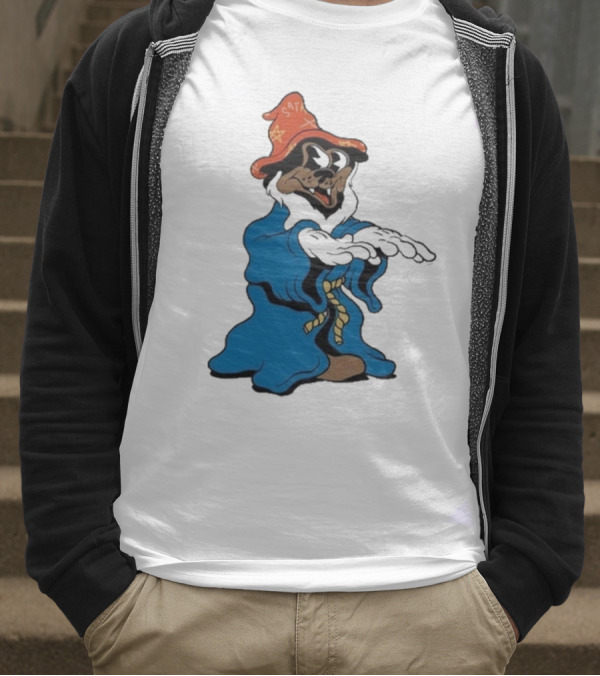 The Dudes It’s All Wavy Wizard Dog In Blue Robe With Orange Star Hat T-Shirt