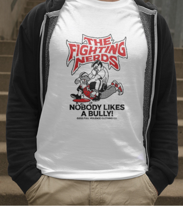 The Fighting Nerds Nobody Likes A Bully Cartoon Robot Battle T-Shirt