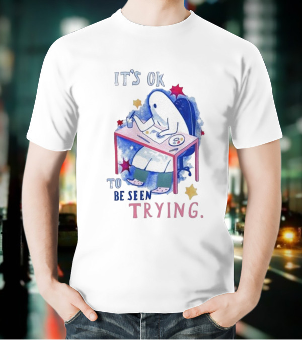 The Sad Ghost Club It's Ok To Be Seen Trying Ghost Painting At Desk With Stars And Colors T-Shirt