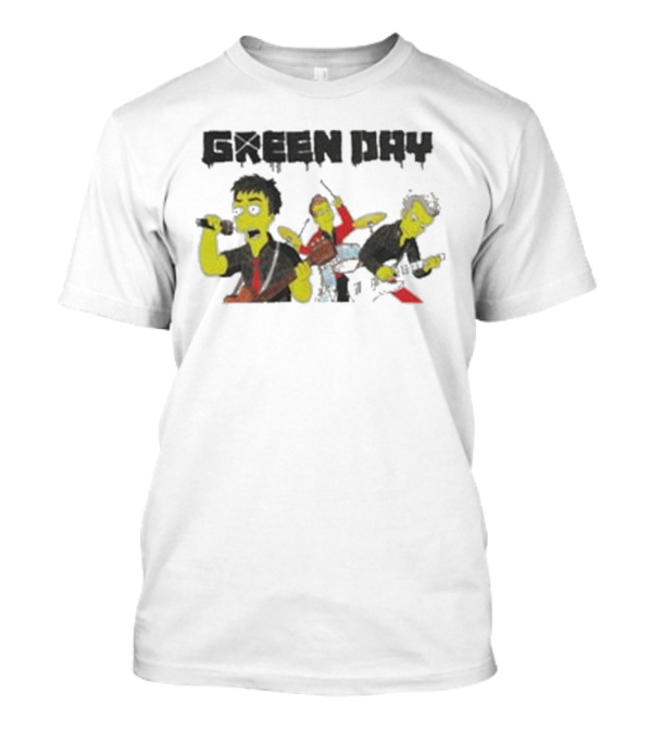 The Simpsons Band Members Playing Instruments Green Day Style T-Shirt