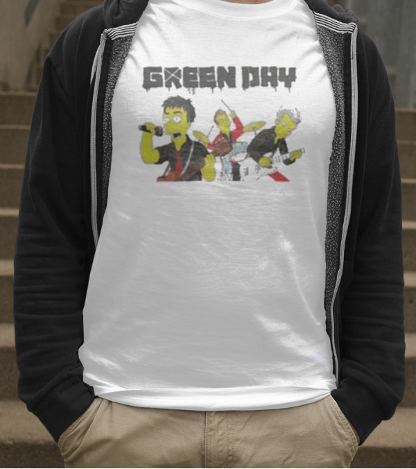 The Simpsons Band Members Playing Instruments Green Day Style T-Shirt