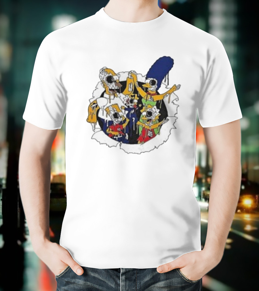 Zombie Family Simpsons Characters Dripping Melting Style T-Shirt
