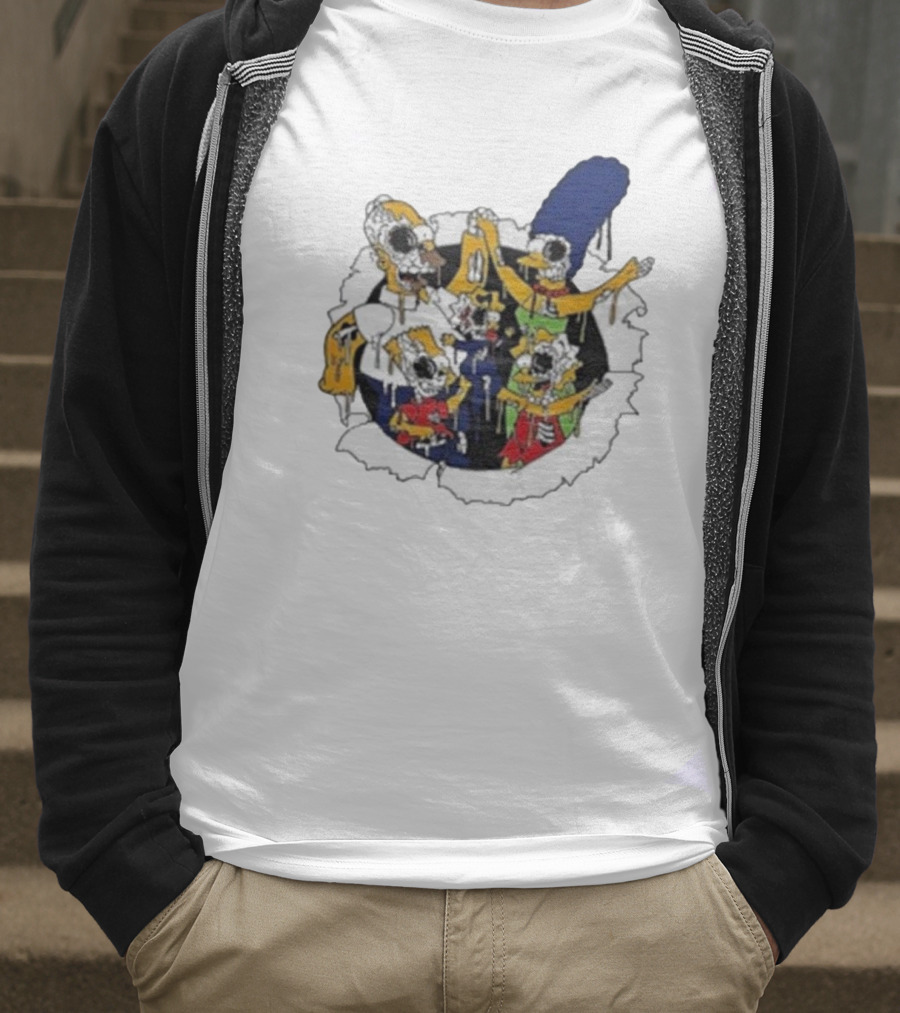 Zombie Family Simpsons Characters Dripping Melting Style T-Shirt