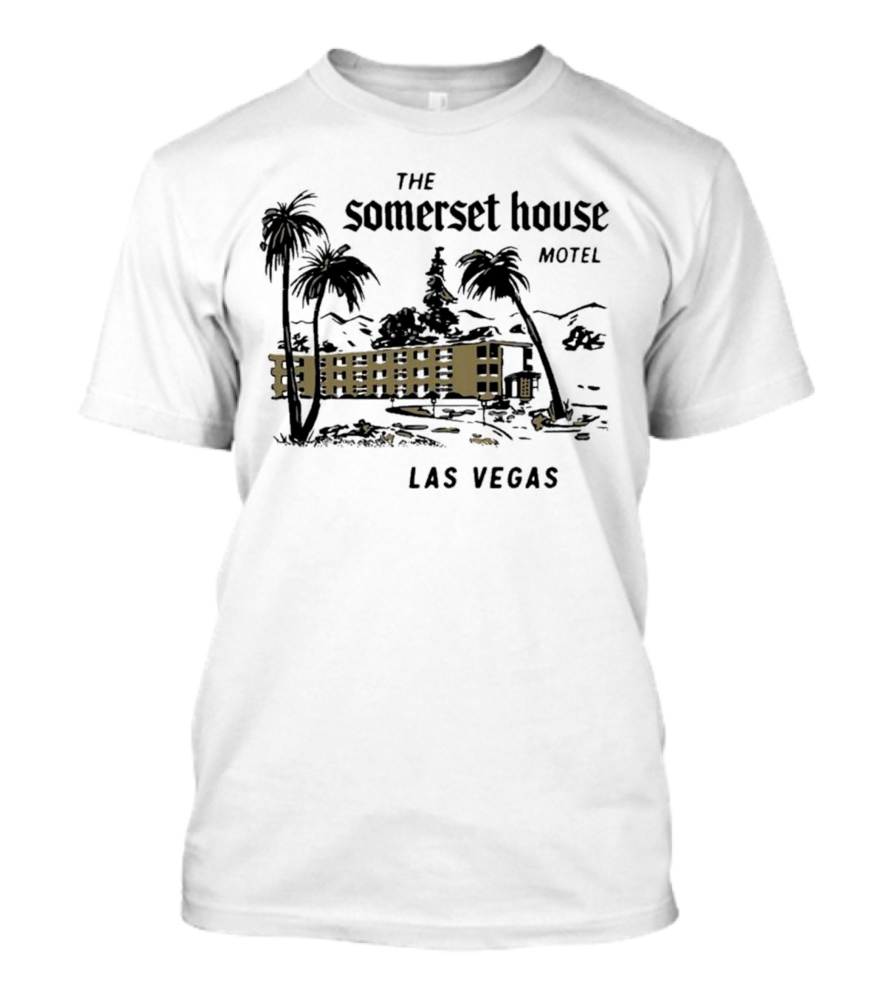 The Somerset House Motel Vintage Las Vegas Retro Style Building Outline T-Shirt