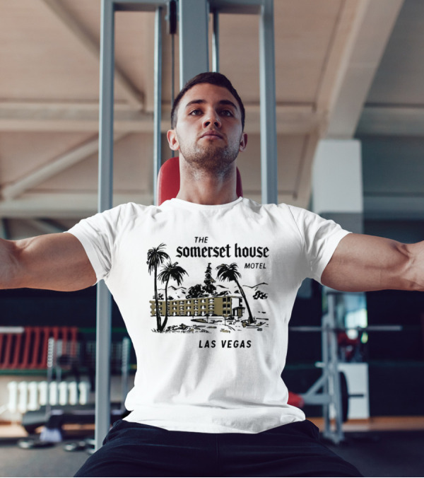 The Somerset House Motel Vintage Las Vegas Retro Style Building Outline T-Shirt