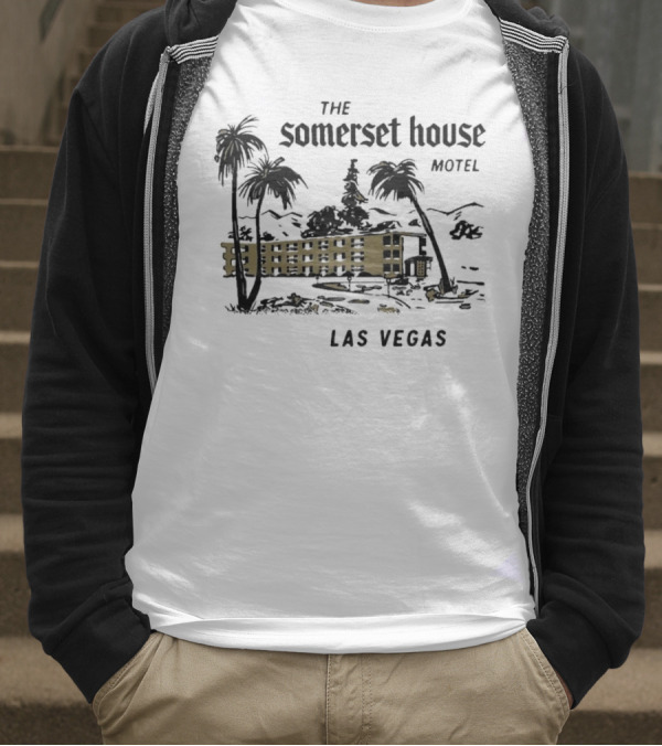 The Somerset House Motel Vintage Las Vegas Retro Style Building Outline T-Shirt