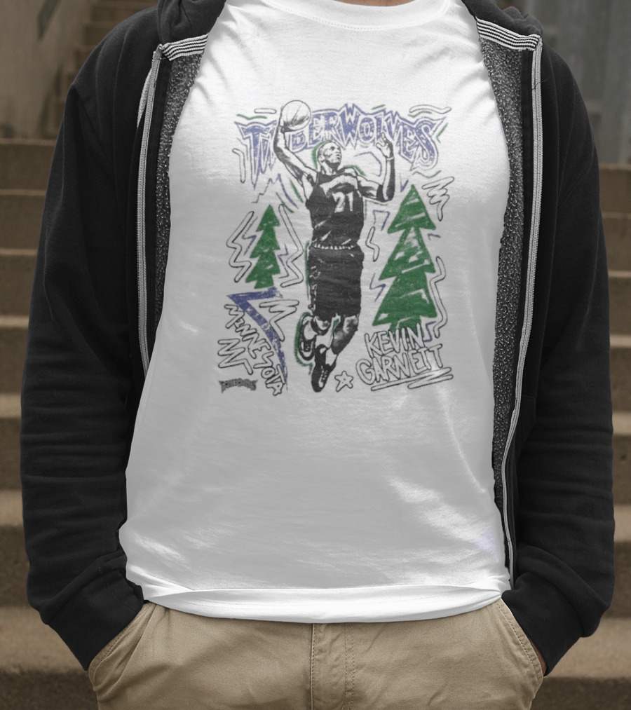 Minnesota Timberwolves Hardwood Kevin Garnett 21 Basketball Legend T-Shirt