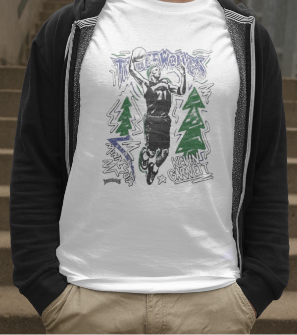 Minnesota Timberwolves Hardwood Kevin Garnett 21 Basketball Legend T-Shirt
