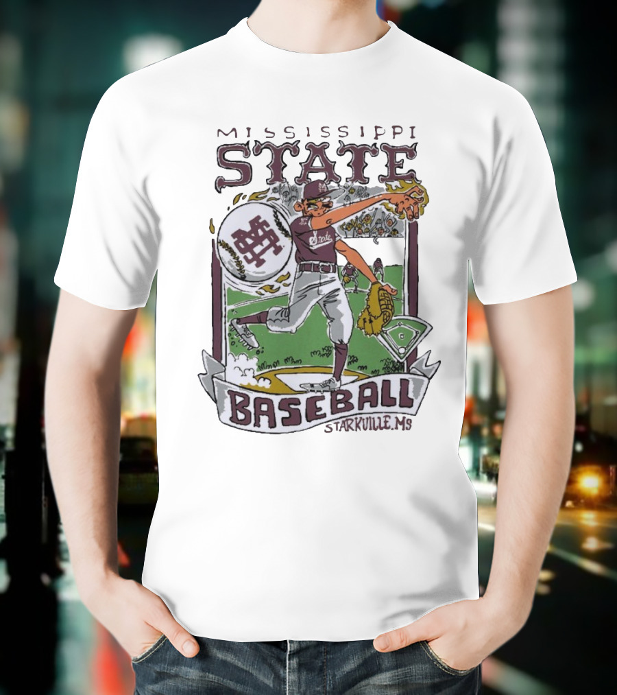 Mississippi State Baseball Starkville MS Wonky Cards T-Shirt