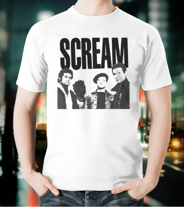 SCREAM Logo With Cartoon Band Graphic T-Shirt