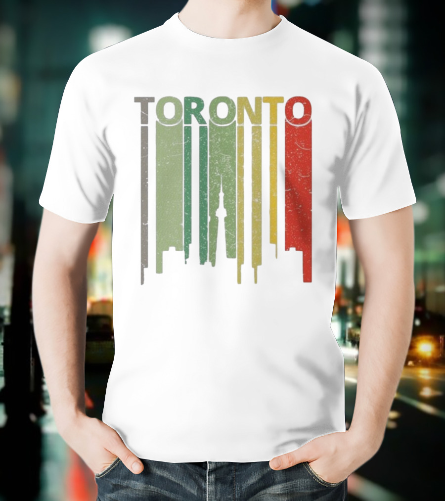 Retro Toronto Skyline Colorful Vertical Lines T-Shirt