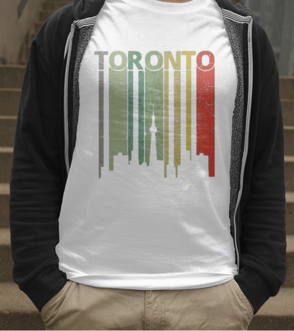 Retro Toronto Skyline Colorful Vertical Lines T-Shirt