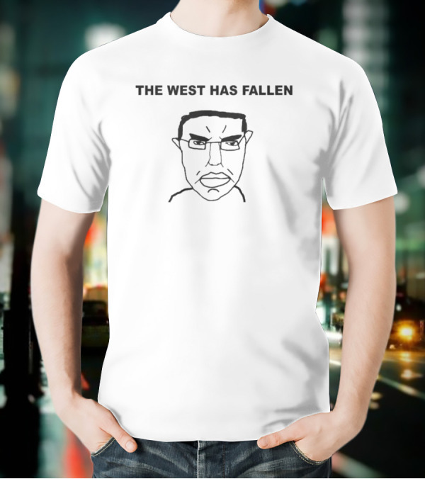 The West Has Fallen Wojak Meme Black Text T-Shirt