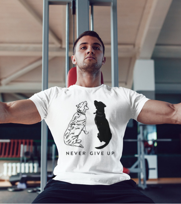 Never Give Up Dog Silhouettes Tors T-Shirt