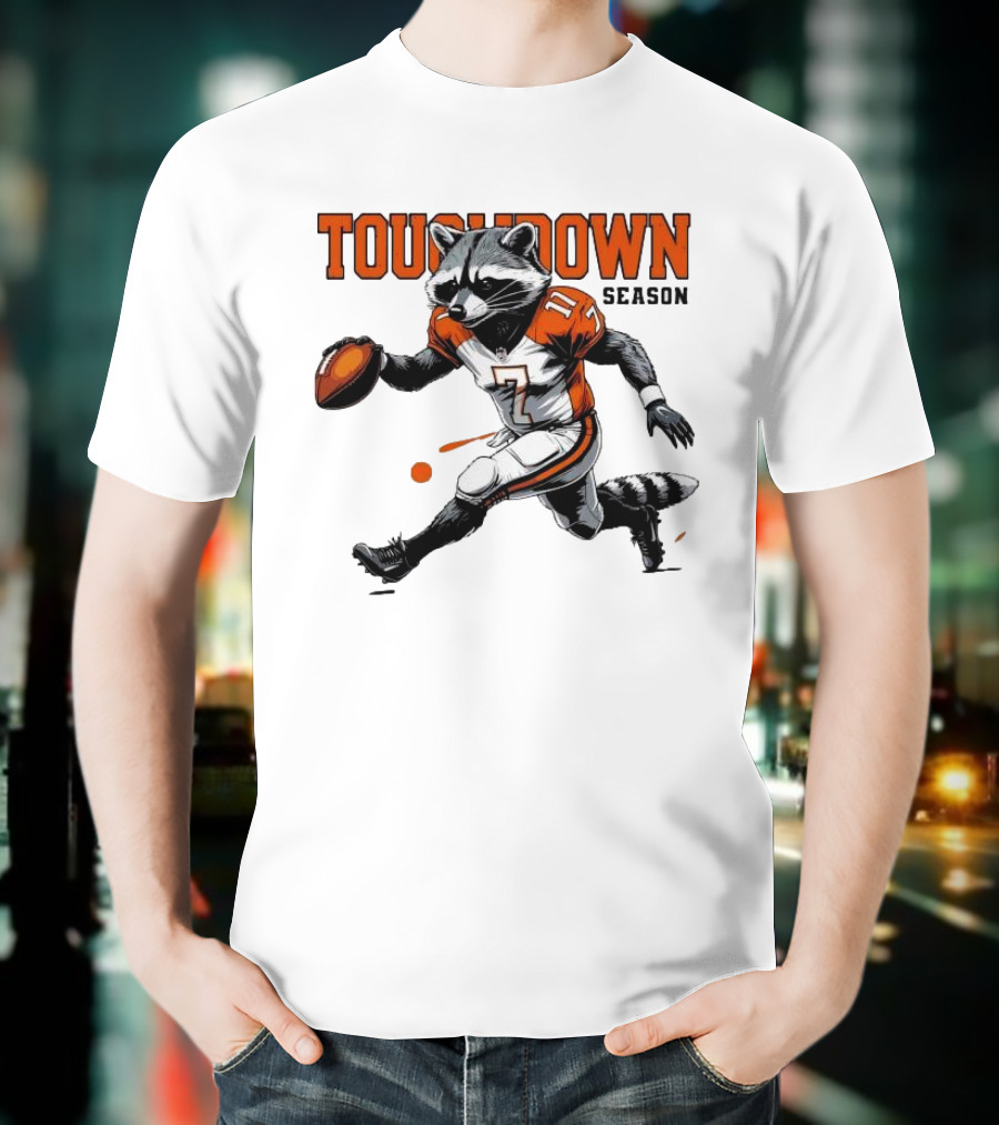 Touchdown Season Raccoon Football Fun T-Shirt