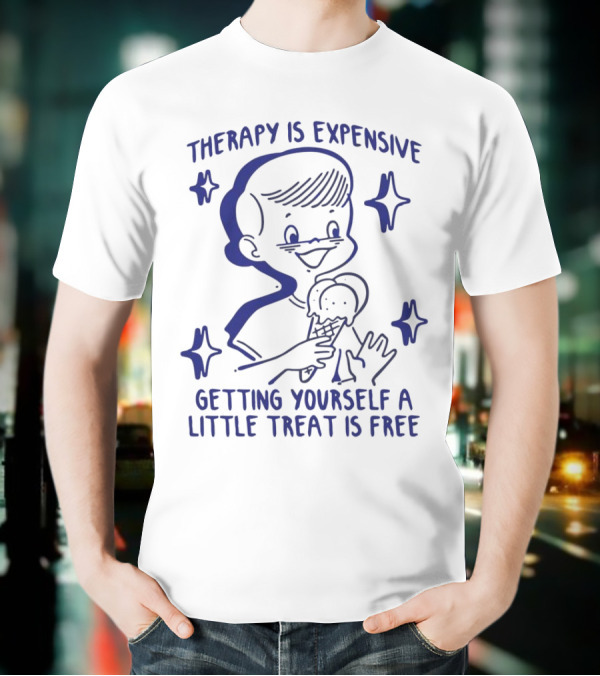 Therapy Is Expensive Getting Yourself A Little Treat Is Free Nostalgic Ice Cream Boy T-Shirt
