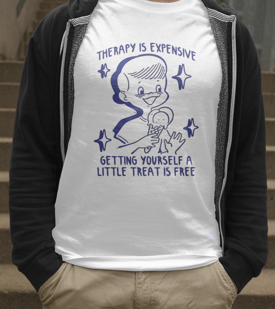 Therapy Is Expensive Getting Yourself A Little Treat Is Free Nostalgic Ice Cream Boy T-Shirt