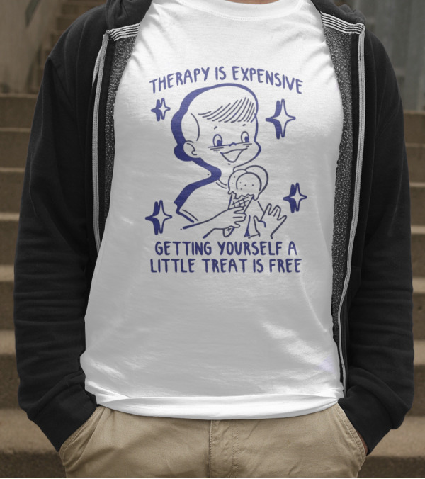 Therapy Is Expensive Getting Yourself A Little Treat Is Free Nostalgic Ice Cream Boy T-Shirt