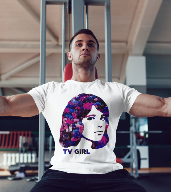 TV Girl Flower Pattern Face Design T-Shirt