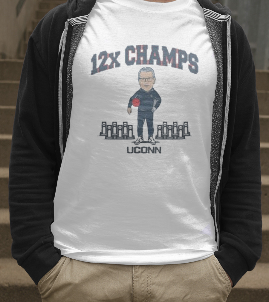 UConn Huskies 12x Champs Geno Auriemma Basketball T-Shirt