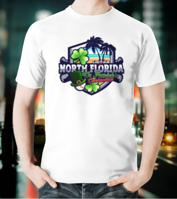 USSSA North Florida St Patrick’s Celebration March 15-16 2025 Shamrock Hat Palm Trees Baseball T-Shirt