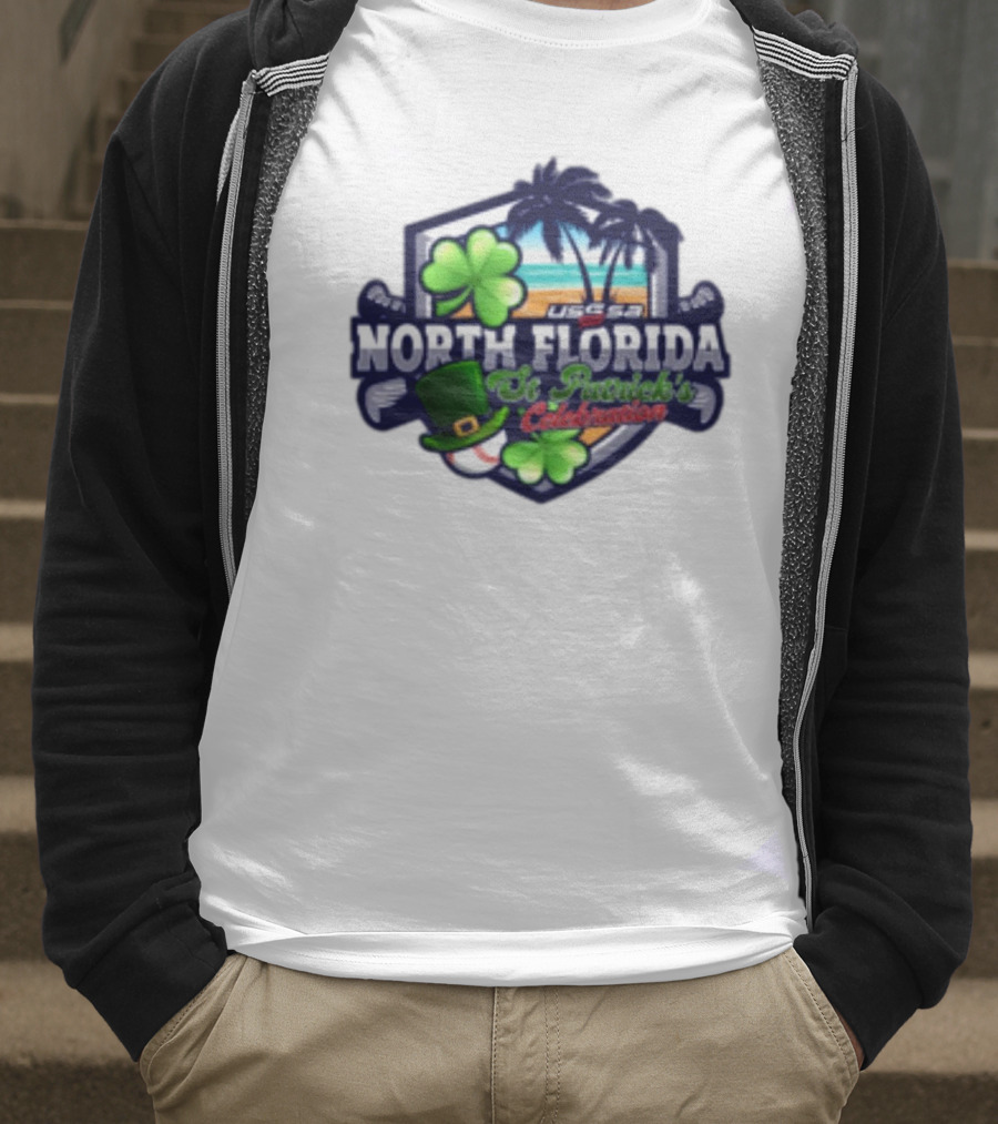 USSSA North Florida St Patrick’s Celebration March 15-16 2025 Shamrock Hat Palm Trees Baseball T-Shirt