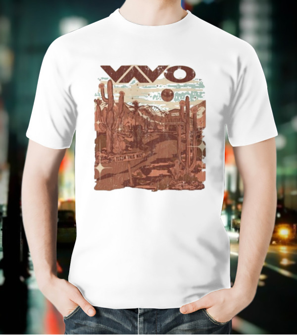Vavo Cactus Desert Scene Neon Honky Tonk Midweight T-Shirt