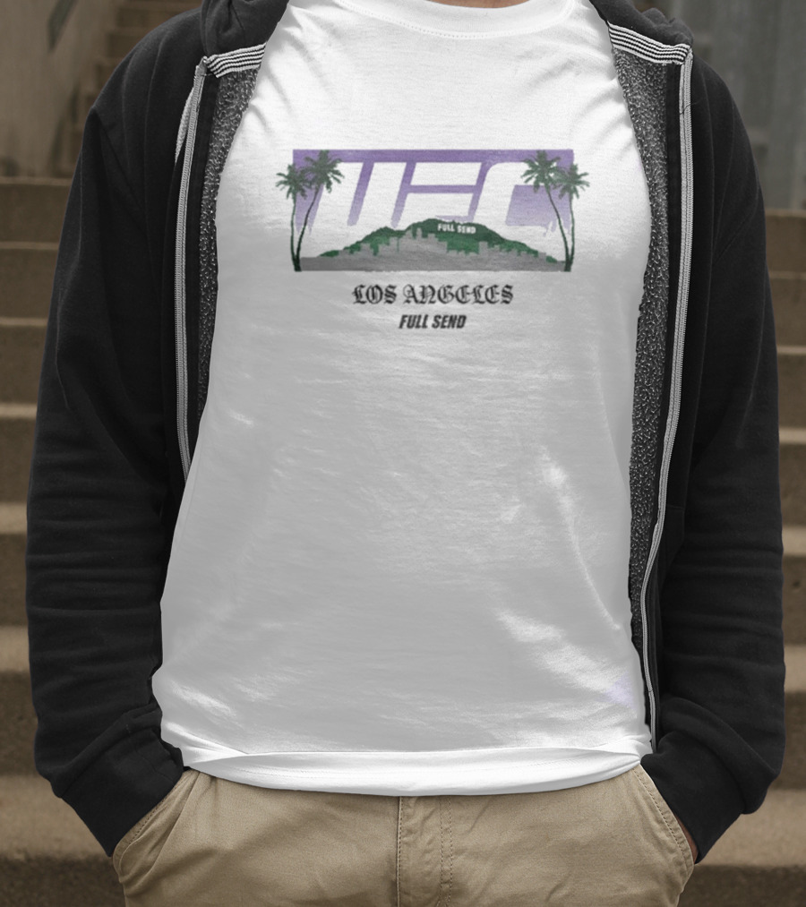 UFC Los Angeles Skyline With Palm Trees Blanc T-Shirt
