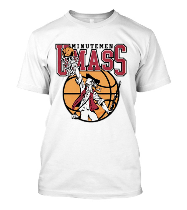 UMass Minutemen Basketball Retro Throwback Dunking Minuteman Basketball Graphic T-Shirt