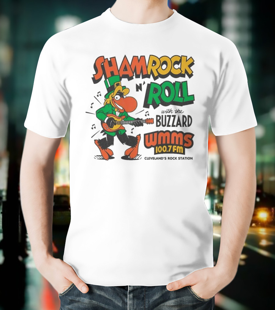 Shamrock N Roll With The Buzzard WMMS 100.7 FM Cleveland's Rock Station T-Shirt
