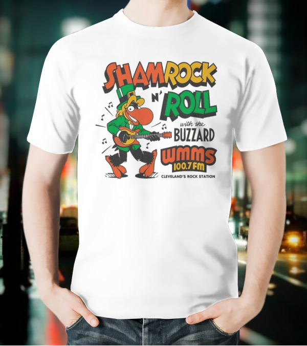 Shamrock N Roll With The Buzzard WMMS 100.7 FM Cleveland's Rock Station T-Shirt